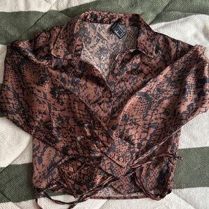 Forever 21 Brown and Black Patterned Blouse